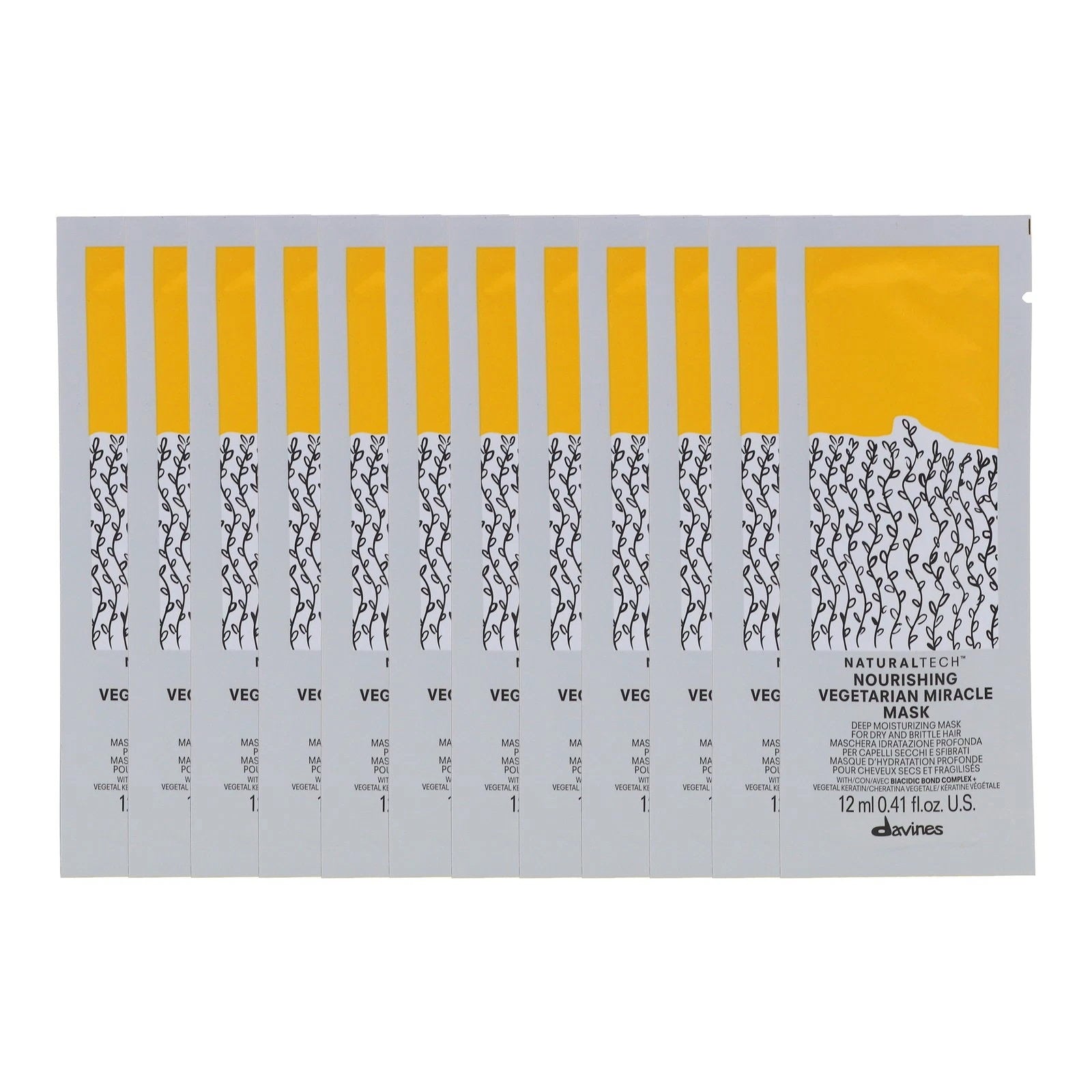 Davines Setzen, Davines, Natural Tech Nourishing Hair Building Pack, Haarbehandlungs-Crememaske, 12 stk, 12 ml Regular