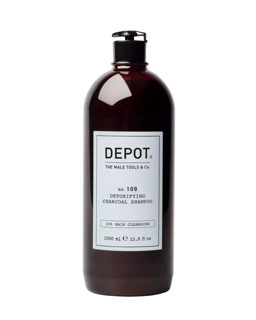 Depot 100 Hair Cleansing No. 108 Holzkohle Shampoo – Entgiftende Haarpflege für Herren 1000 ml