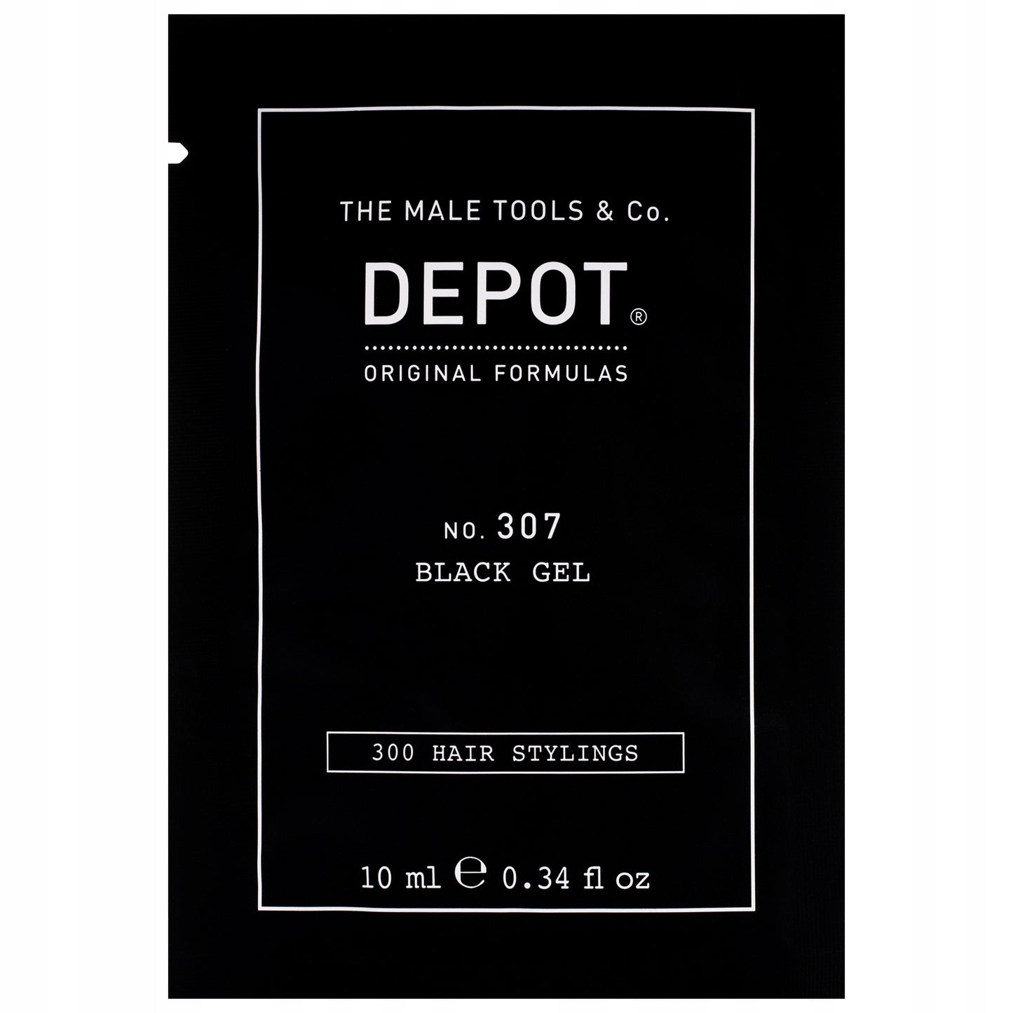 Depot, 300 Hair Stylings No. 307 Black, Botanischer Komplex, Haarstyling-Gel, Vorübergehende Abdeckung & Volumen, Mittlerer Halt, 10 ml