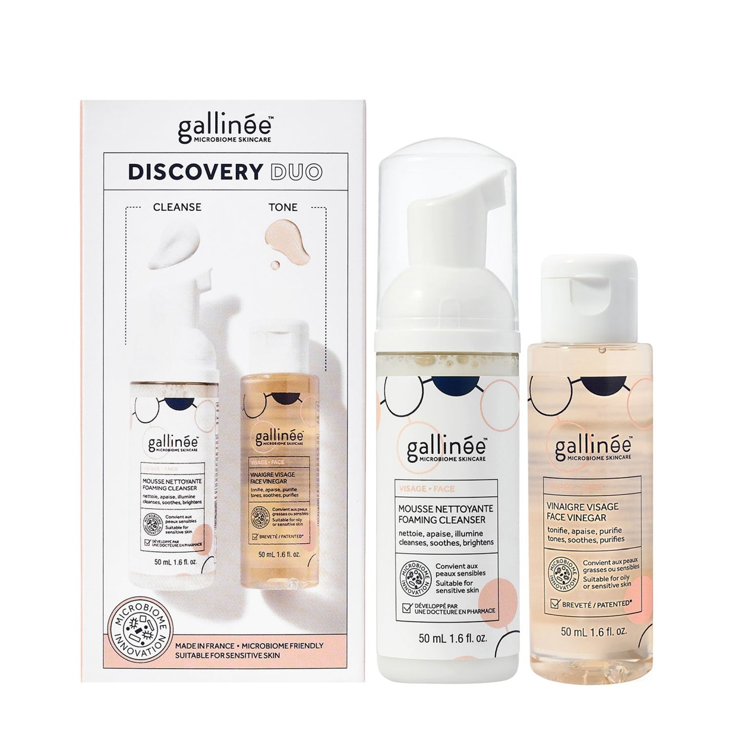 Gallinee Duo Set: Sanfter Reinigungsschaum & Beruhigende Lotion für empfindliche Haut, 2x50 ml