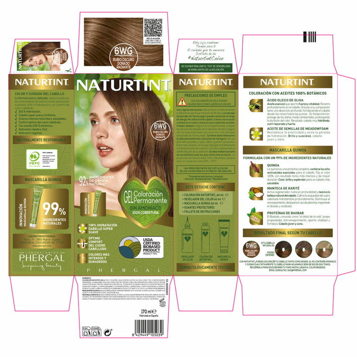 NATURTINT Haarfarbe 6WG Dunkelgold Braun ohne Ammoniak 170 ml