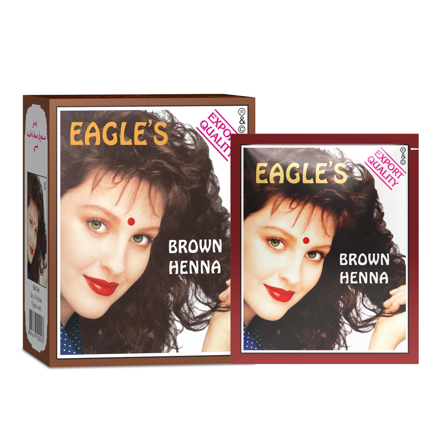 Eagles Setzen, Eagles, Henna Hair Color, Permanente Haarfarbe, Dark Brown, 6 stk, 10 g Regular