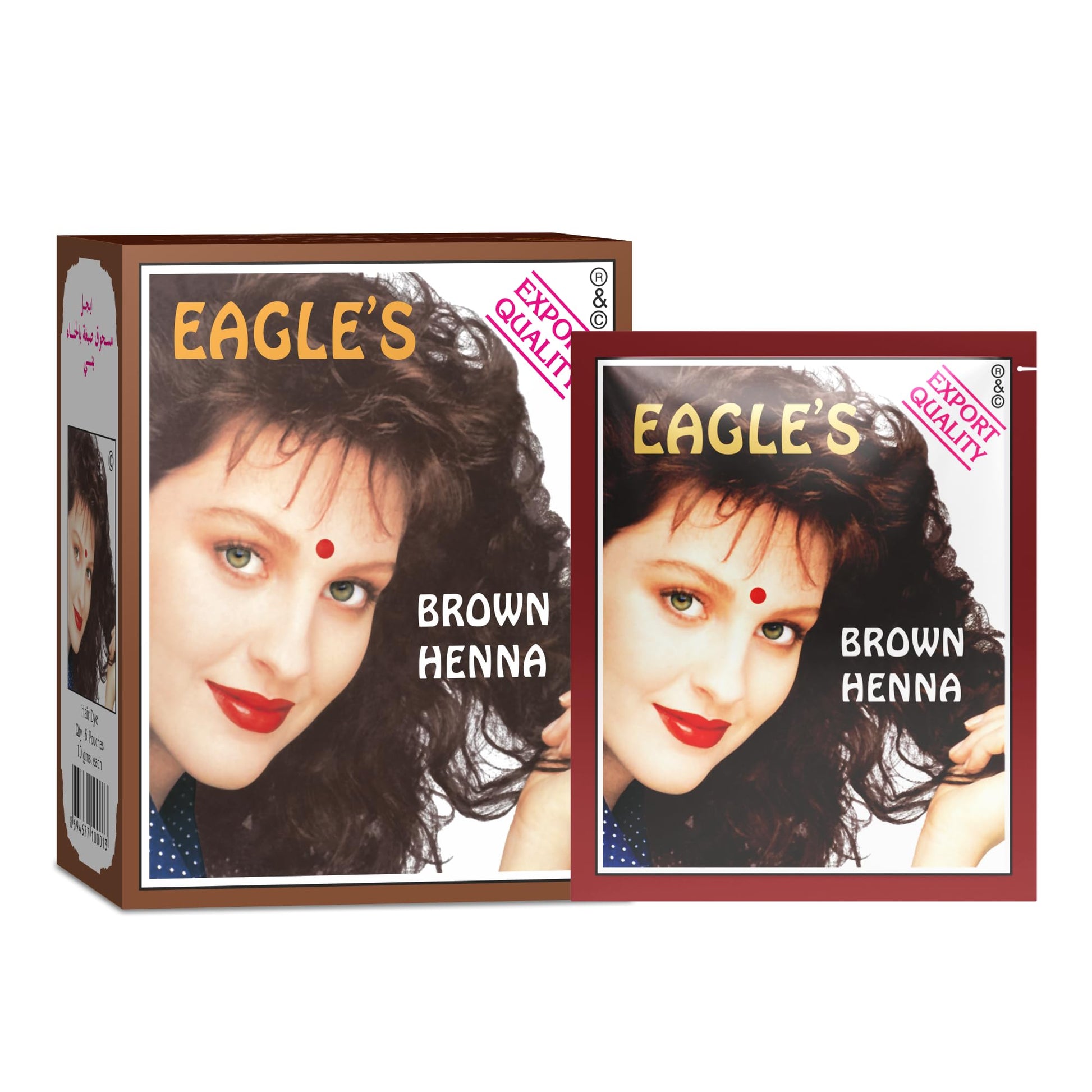 Eagles Setzen, Eagles, Henna Hair Color, Permanente Haarfarbe, Dark Brown, 6 stk, 10 g Regular