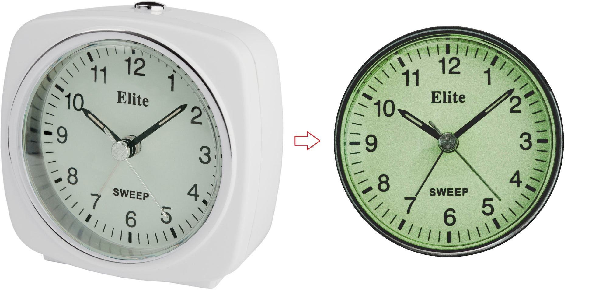 ELITE Sveglia silent con luce e snooze. quadrante fosforescente - BIANCO - Silent alarm clock with light and snooze. phosphorescent dial - WHITE RS7160_W Multifunction Armbanduhr Weiss