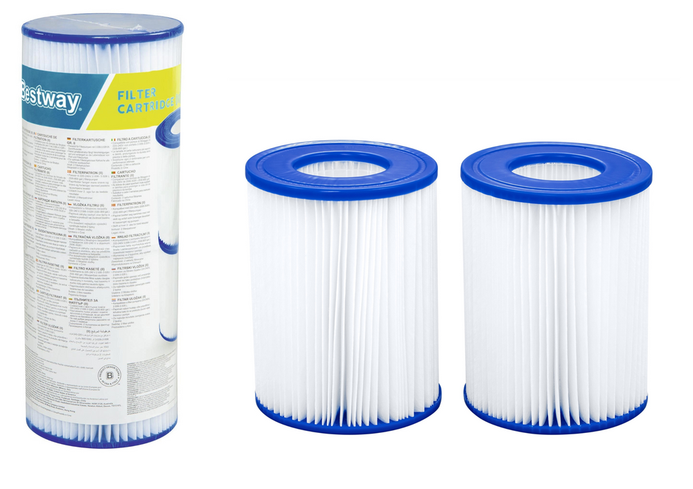 Bestway Flowclear Filterkartuschen Typ II – 2er-Pack Ø 10,6 × 13,6 cm | 58094