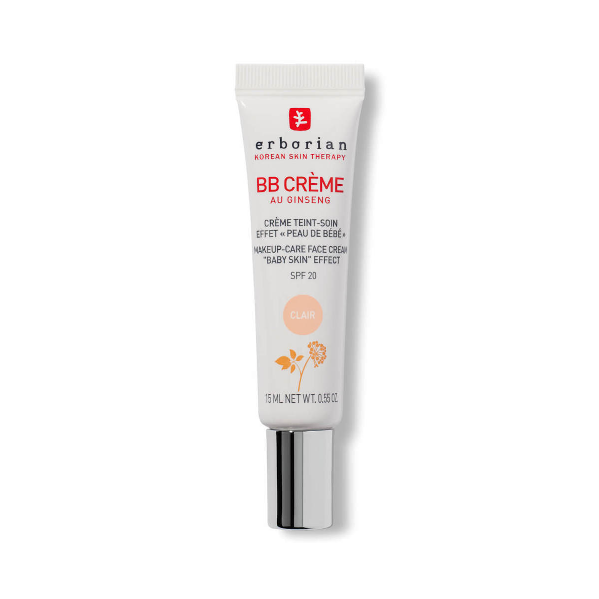 Erborian Erborian, B.B Cream, Ginseng, Feuchtigkeitsspendend, BB-Creme, 02, Clair, SPF 20, 15 ml Regular