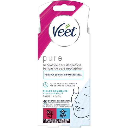 VEET Pure Facial Wachsstreifen für sensible Haut 40 Stück Kosmetik