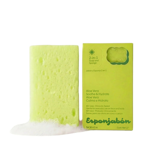 Esponjabon Esponjabon, Aloe Vera, Feuchtigkeitsspendend & Beruhigend, Seife und Schwamm 2-in-1, Für Gesicht & Körper, 120 g R
