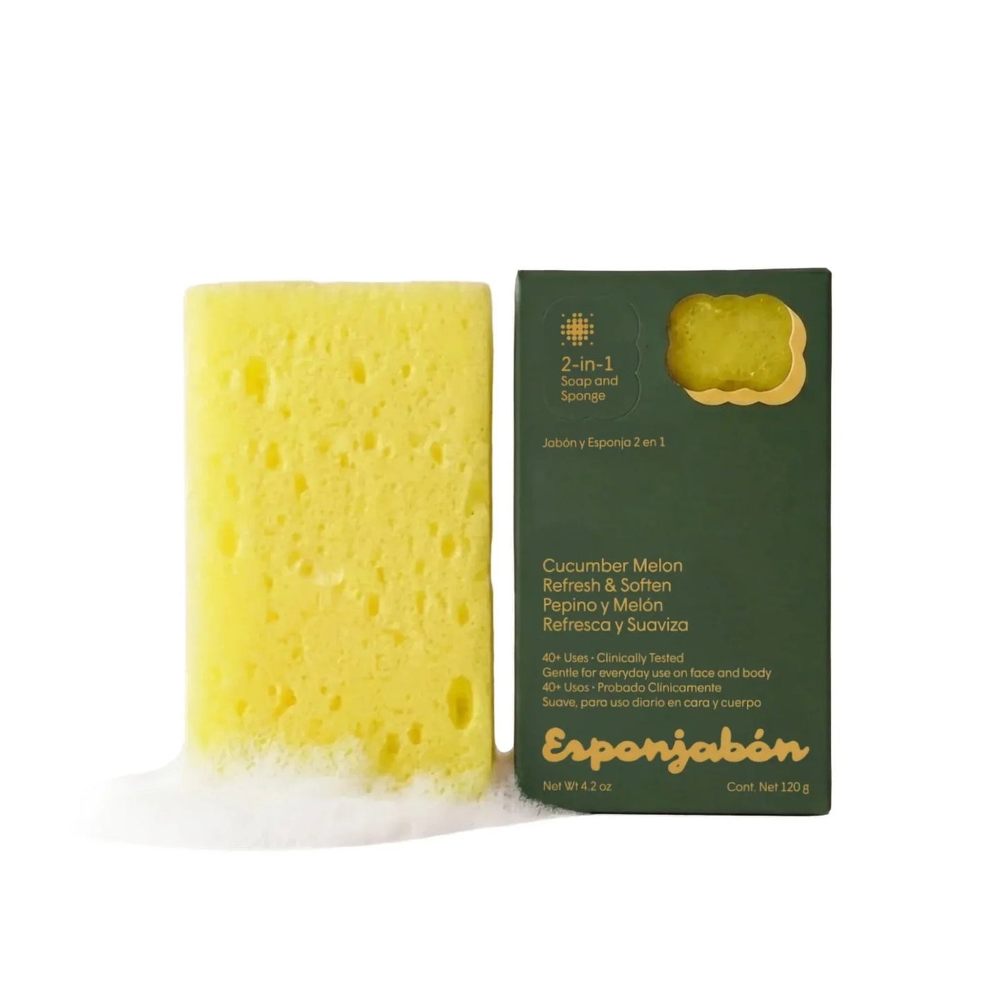 Esponjabon Esponjabon, Cucumber Melon, Refreshing & Softening, Seife und Schwamm 2-in-1, Für Gesicht & Körper, 120 g Regular