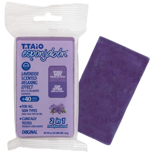 Esponjabon Esponjabon, Esponjabon, Lavendel, Entspannend, Seife und Schwamm 2-in-1, Für das Gesicht, 120 g Regular