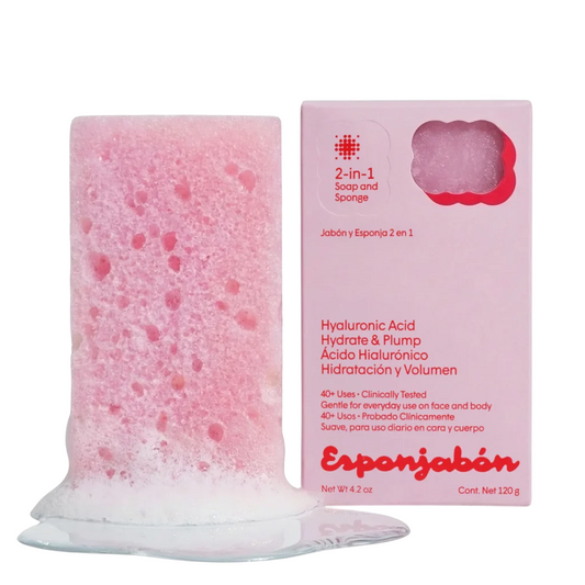 Esponjabon Esponjabon, Hyaluronic Acid, Reinigung und Hydratisierung, Massage-Seifenstück, Gesicht & Körper, 120 g Regular