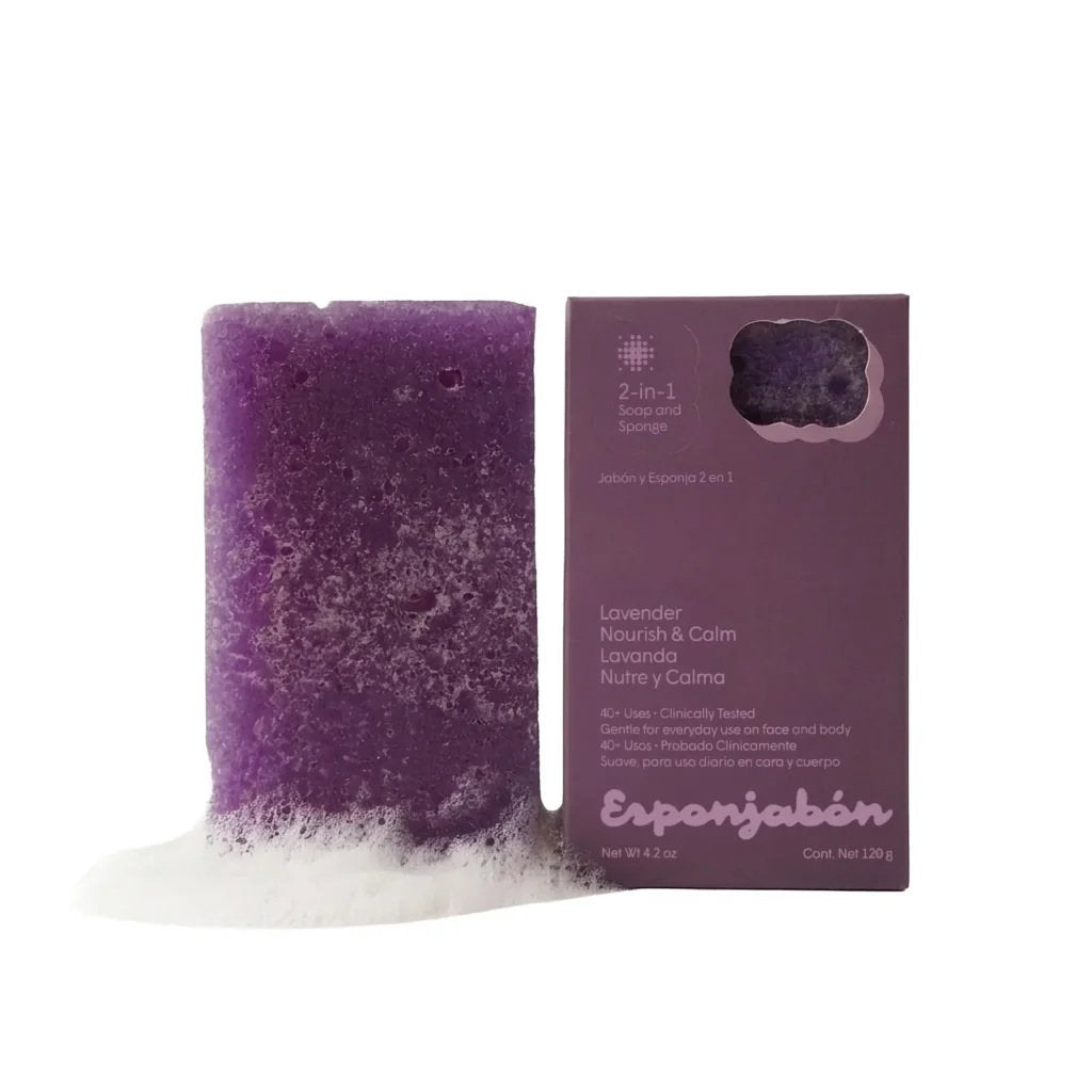 Esponjabon Esponjabon, Lavander, Nährend, Seife und Schwamm 2-in-1, Für Gesicht & Körper, 120 g Regular