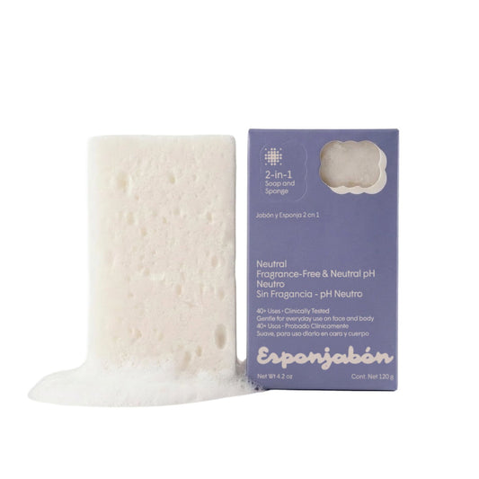 Esponjabon Esponjabon, Neutral, Duftfrei, Cleansing & Exfoliating, Massage-Seifenstück, Gesicht & Körper, 120 g Regular