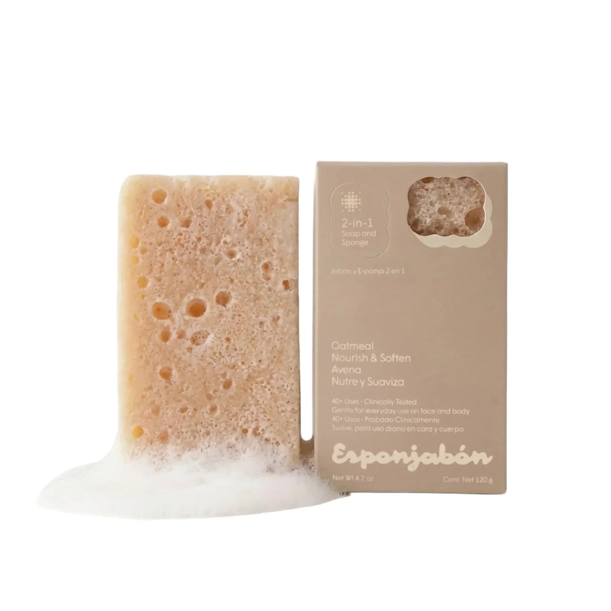 Esponjabon Esponjabon, Oatmeal, Nourishing & Softening, Seife und Schwamm 2-in-1, Für Gesicht & Körper, 120 g Regular
