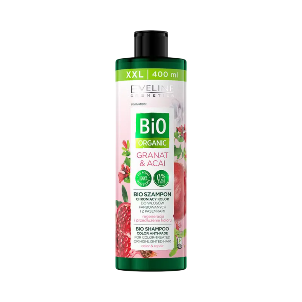 Eveline Cosmetics Eveline Cosmetics, Bio Organic, Granat & Acai, Haarshampoo, Farbschutz, 400 ml *Tester