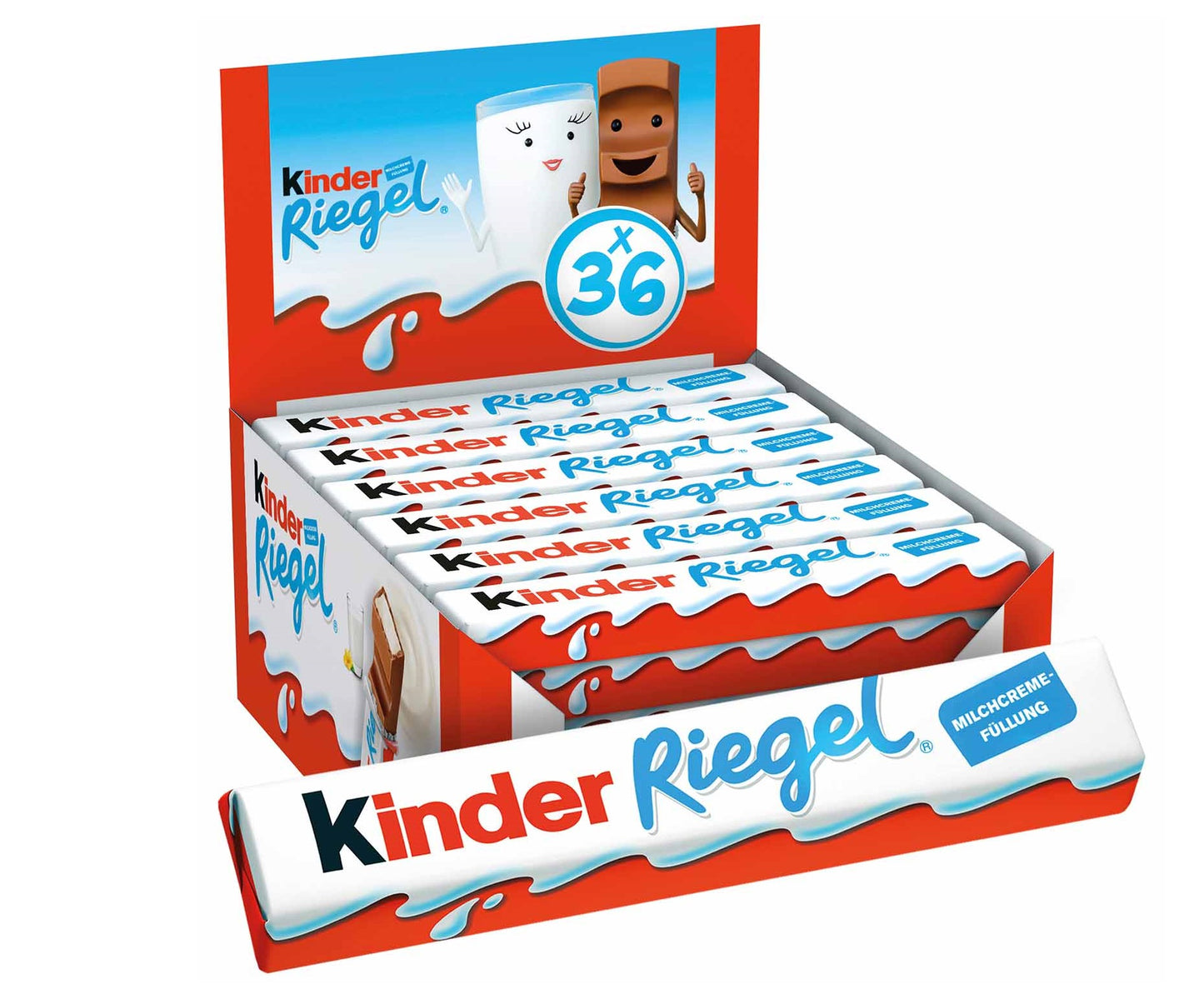 kinder Riegel 36 Riegel aus Vollmilch-Schokolade mit Milch-Creme-Füllung - Candyshop.ch