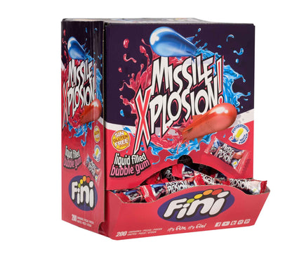 Fini Missile Xplosion Bubble Gum 200 Kaugummis mit flüssigem Kern. Glutenfrei.