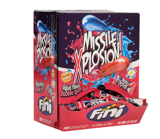 Fini Missile Xplosion Bubble Gum 200 Kaugummis mit flüssigem Kern. Glutenfrei.
