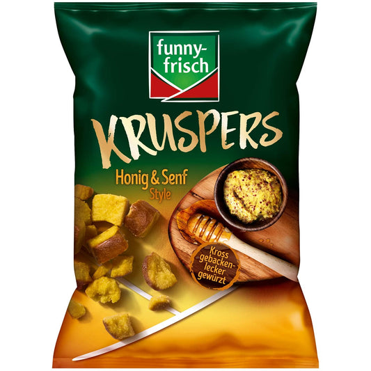 funny-frisch Kruspers Honig & Senf Style 120g Knusprige Weizengebäck-Stücke mit Honig-Senf-Geschmack - Candyshop.ch