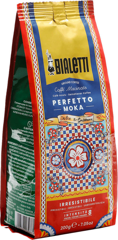 Bialetti x Dolce & Gabbana Geschenkset – Moka Express (3 Tassen) & 200g Perfetto Moka Kaffee