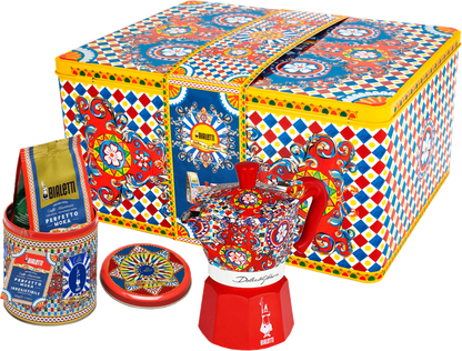 Bialetti x Dolce & Gabbana Geschenkset – Moka Express (3 Tassen) & 200g Perfetto Moka Kaffee