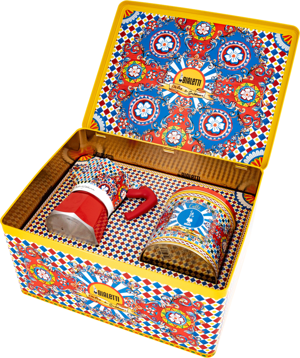 Bialetti x Dolce & Gabbana Geschenkset – Moka Express (3 Tassen) & 200g Perfetto Moka Kaffee