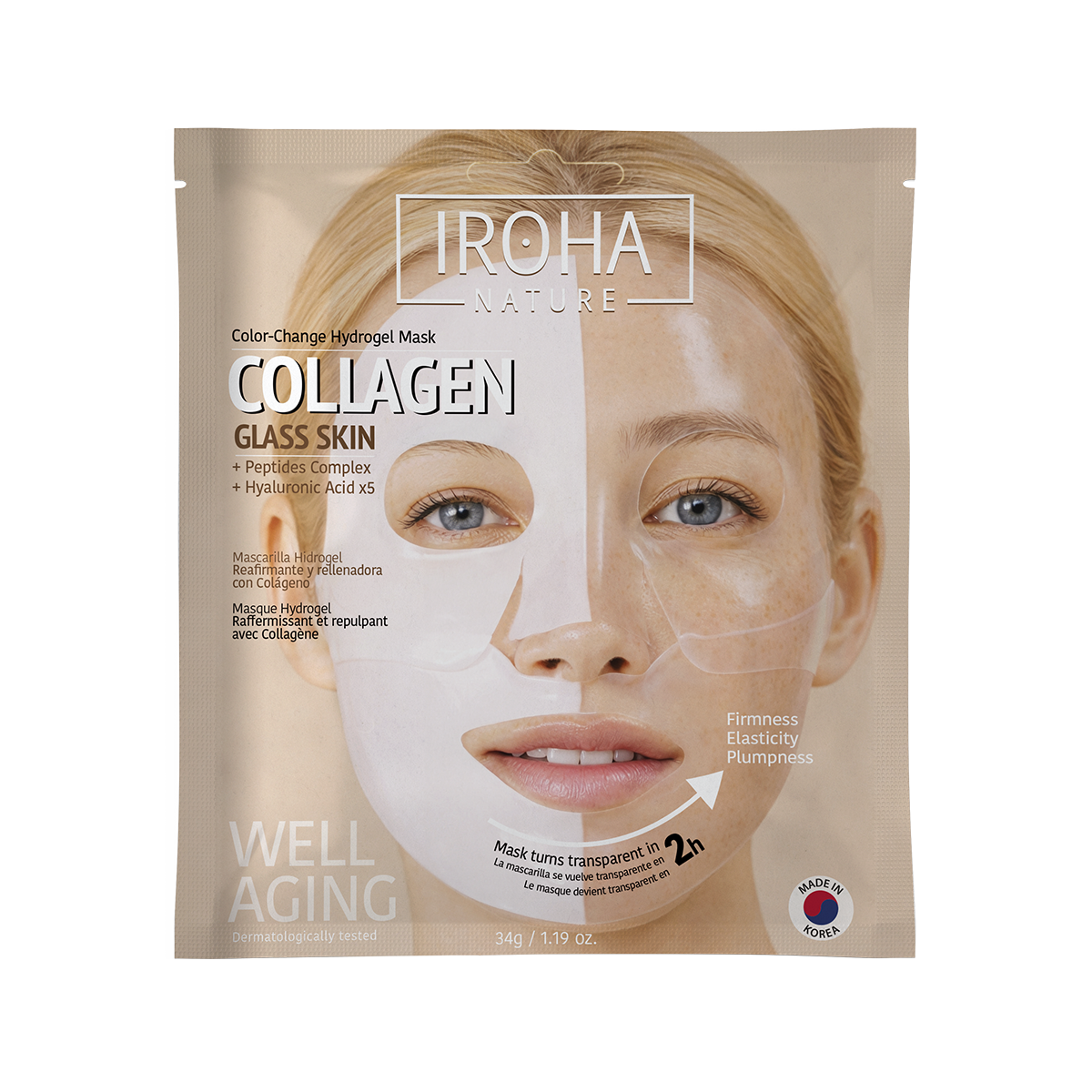 IROHA NATURE Collagen Color Change Hydrogel Maske 1 Stück Kosmetik