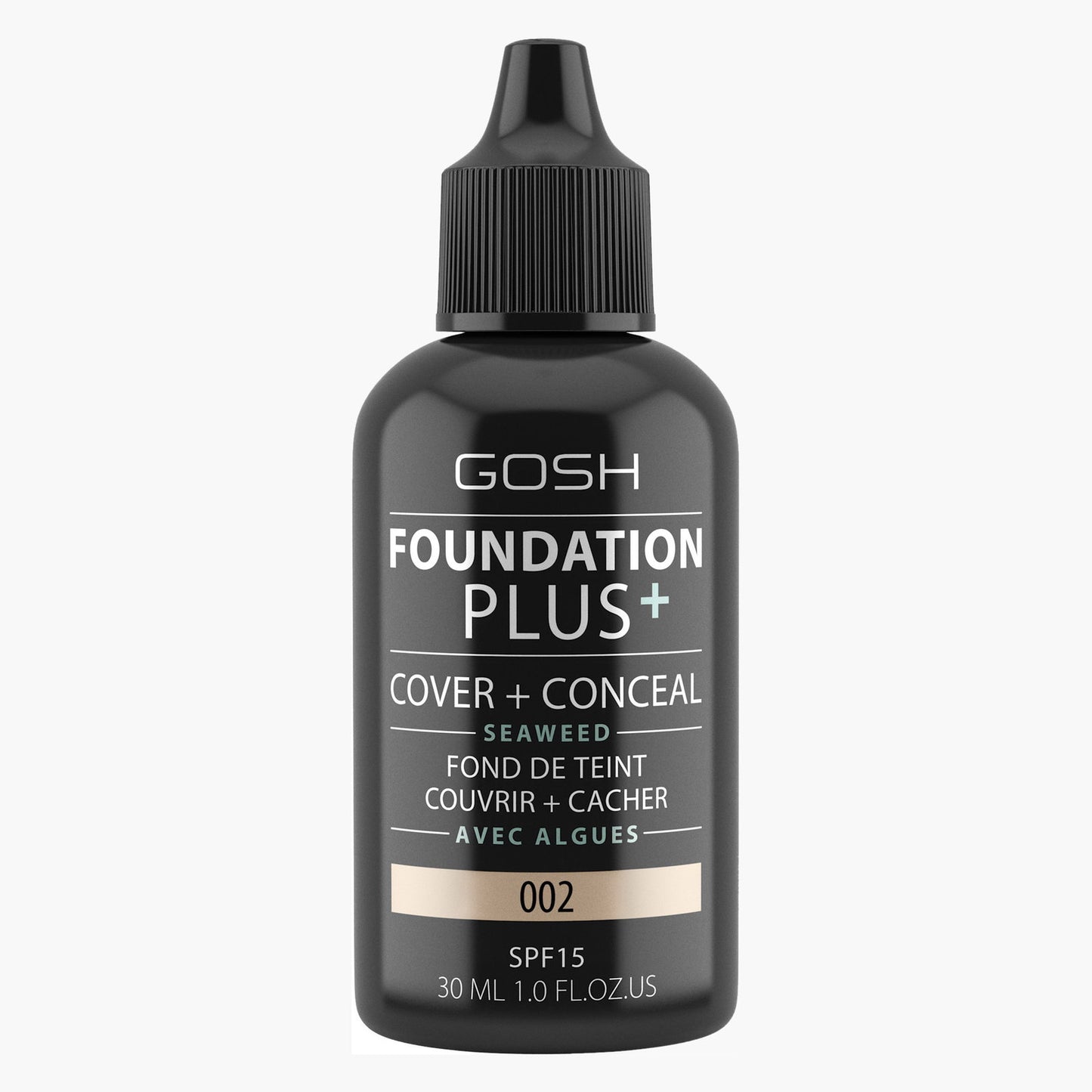Gosh Gosh, Foundation Plus+, Cover & Conceal, Flüssige Grundierung, 002, SPF15, 30 ml Regular