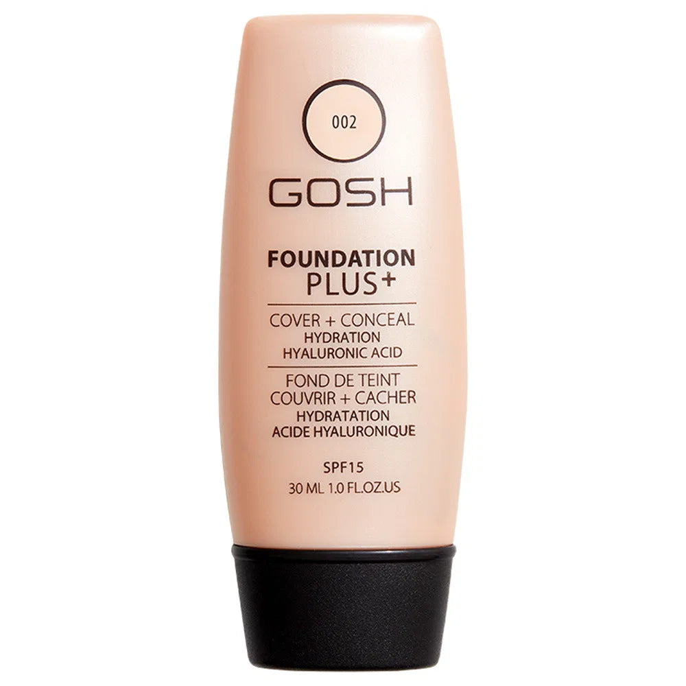 Gosh Flüssige Grundierung Gosh, Foundation Plus+, Hydrating, Brightening & Covering, Liquid Foundation, 002, Ivory, SPF 15, 3
