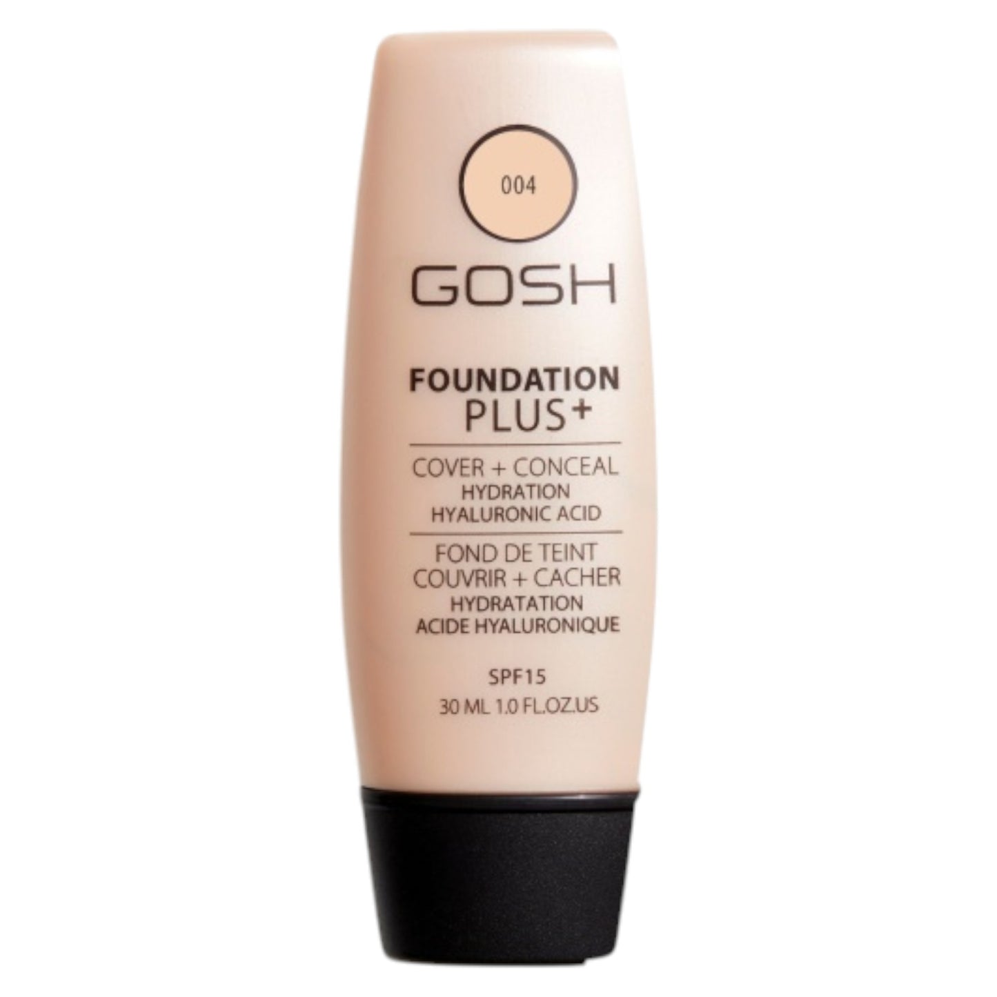 Gosh Gosh, Foundation Plus+, Flüssige Grundierung & Concealer 2-in-1, 004, Natürlich, SPF 15, 30 ml *Tester