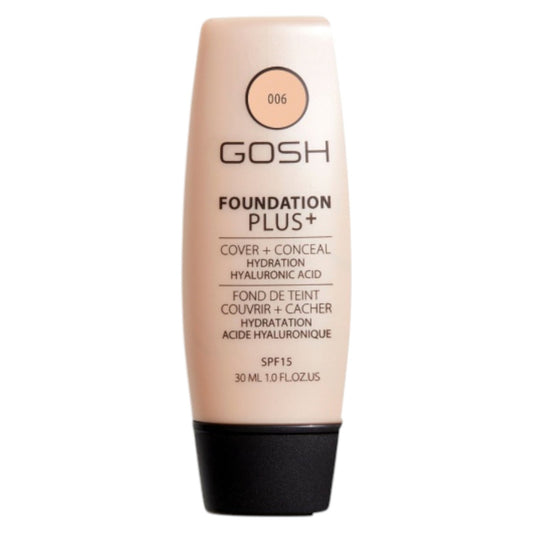 Gosh Gosh, Foundation Plus+, Flüssige Grundierung & Concealer 2-in-1, 006, Honig, SPF 15, 30 ml *Tester