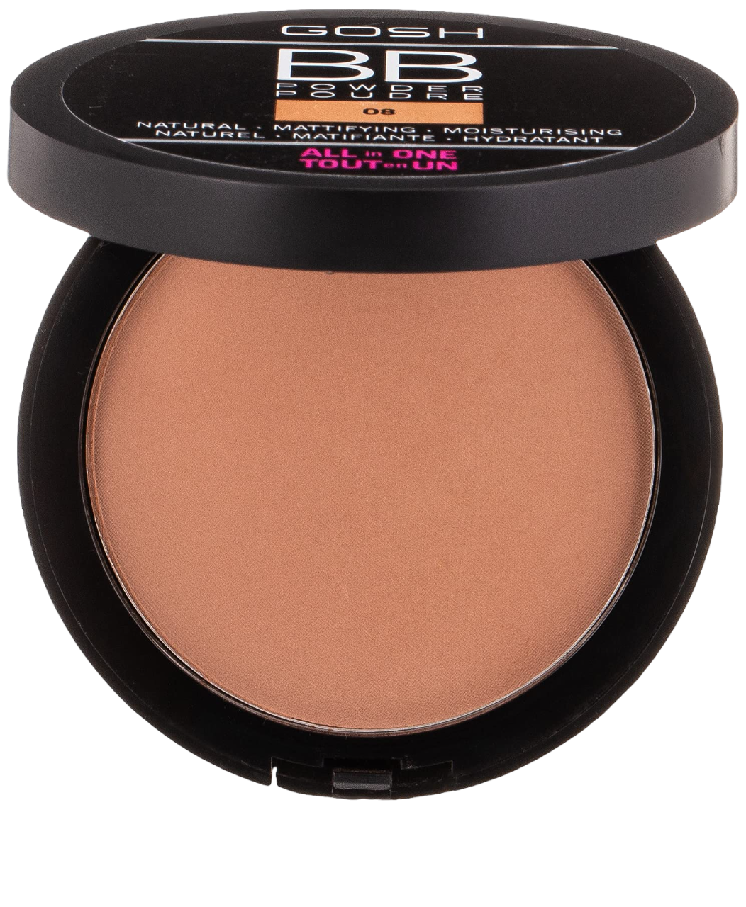 Gosh Gosh, All in One, Vegan, Mattes Finish, BB Puder, 08, Kastanie, 6.5 g Regular