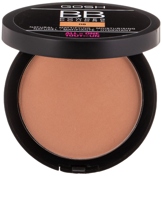 Gosh Gosh, All in One, Vegan, Mattes Finish, BB Puder, 08, Kastanie, 6.5 g Regular