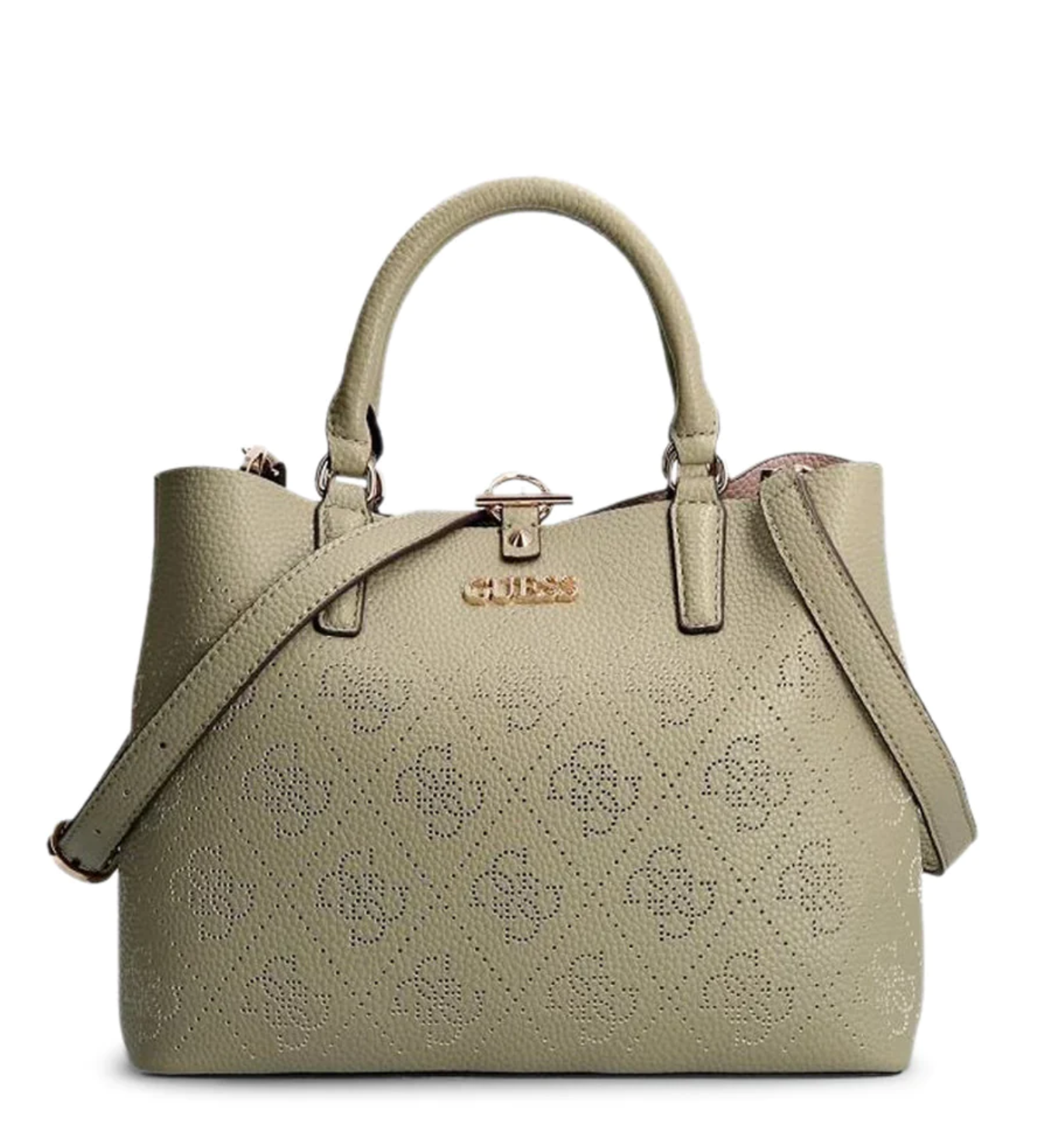Guess Guess, Amara, Polyurethan, Textilhandtasche, 4G-Logo, Grün, HWSG8493060, 29 x 22 x 14 cm Regular