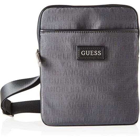 Guess Guess, Dan, Flacher Oberteil mit Reißverschluss, Textil-Umhängetasche, Grau, 19 x 23 x 2,5 cm, Für Männer Regular