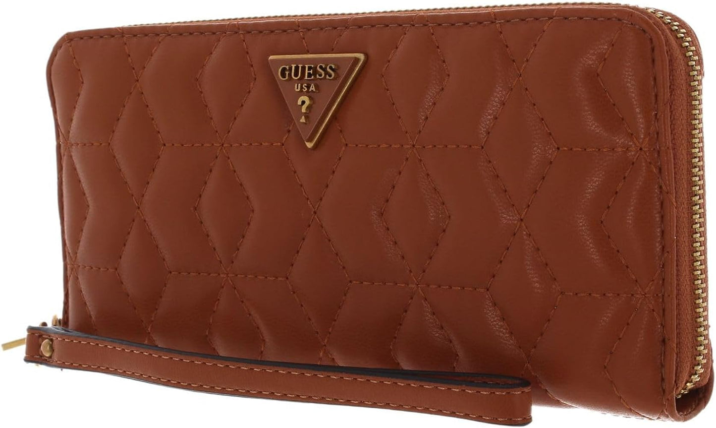 Guess Guess, Elenia, Textilbrieftasche, SLG Großer Reißverschluss, Cognac, Für Frauen Regular