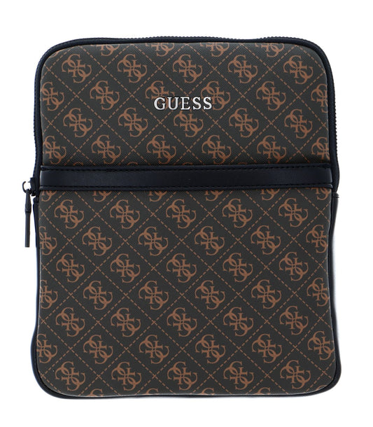 Guess Guess, Vezzola, Flacher Oberteil mit Reißverschluss, Textil-Umhängetasche, Braun, Für Männer Regular