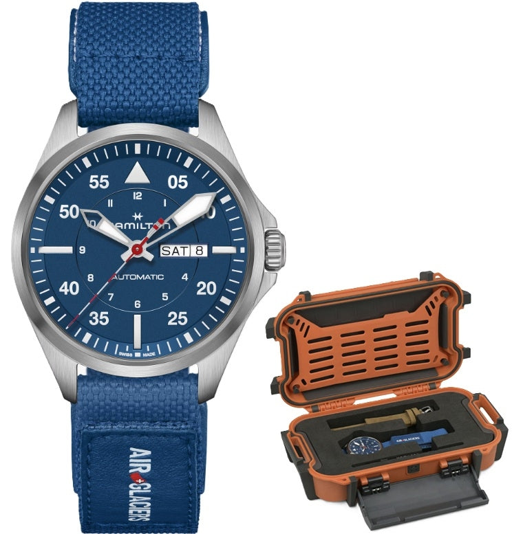 HAMILTON Mod. KHAKI AVIATION PILOT DAY DATE AUTO - AIR-GLACIERS Special Edition + Extra Strap H64655941 Day & Date Armbanduhr 42 mm ansicht-3