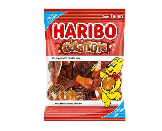 Haribo Cola Tüte 175g Mischung aus Fruchtgummi und Schaumzucker mit Colageschmack - Candyshop.ch