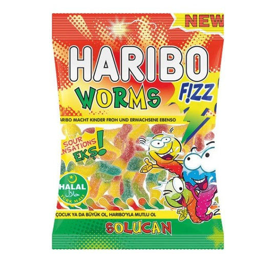 Haribo Fizz Worms 80g Halal - Candyshop.ch