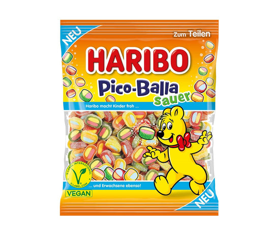 Haribo Pico-Balla sauer vegan 160g Saures Fruchtgummi mit Konfektfüllung - Candyshop.ch