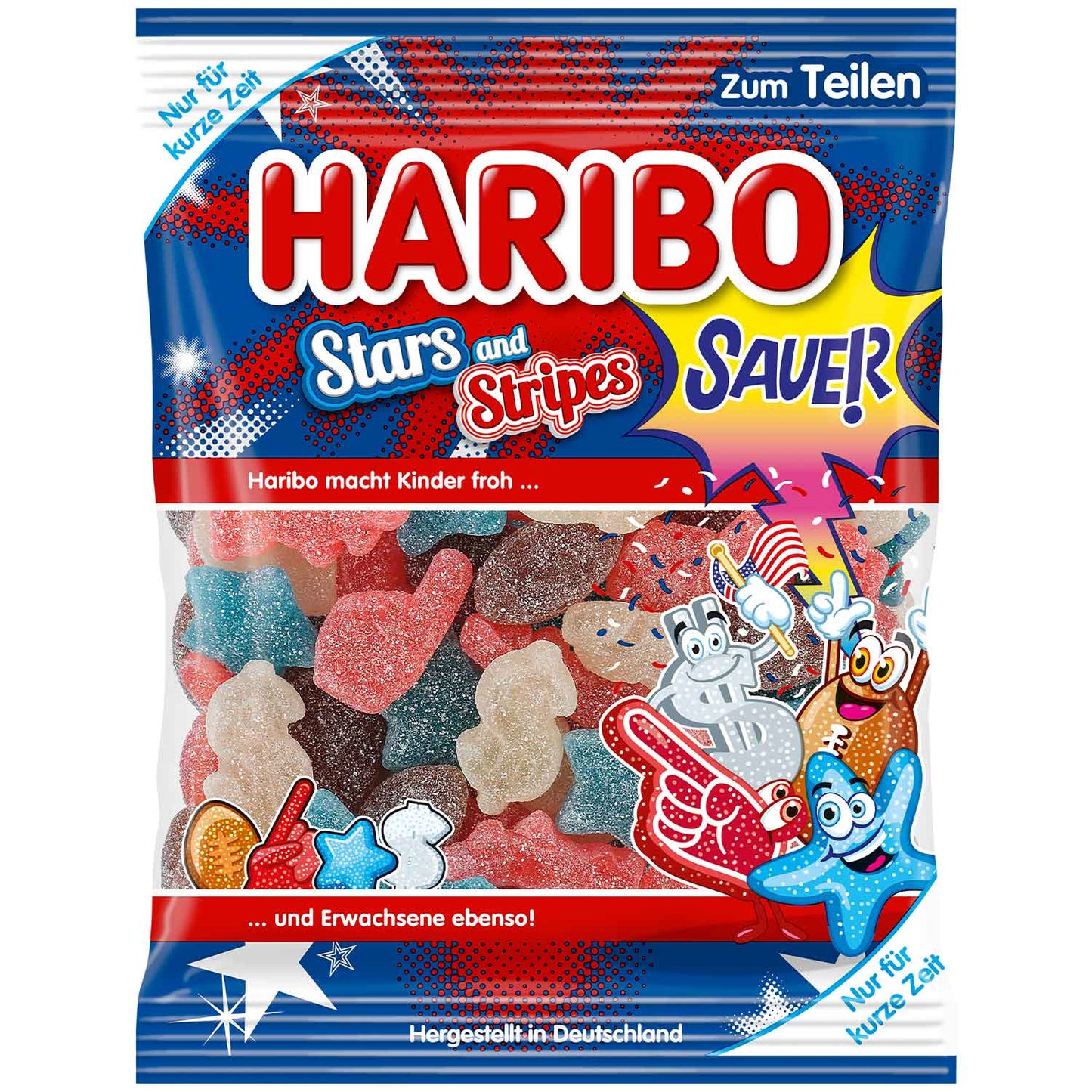 Haribo Stars and Stripes sauer 175g Saure Fruchtgummimischung - Candyshop.ch