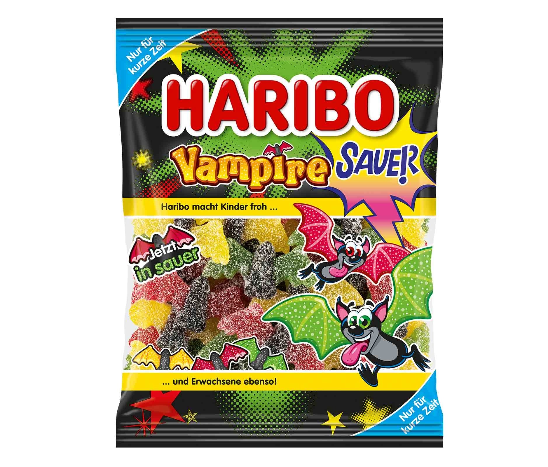 Haribo Vampire sauer 175g Saures Fruchtgummi mit Lakritz - Candyshop.ch