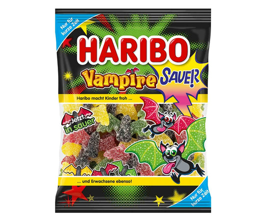 Haribo Vampire sauer 175g Saures Fruchtgummi mit Lakritz - Candyshop.ch