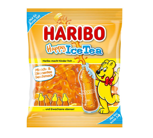 Haribo Happy Ice Tea 175g Fruchtgummi mit Eistee-Zitrone- und Eistee-Pfirsich-Geschmack
