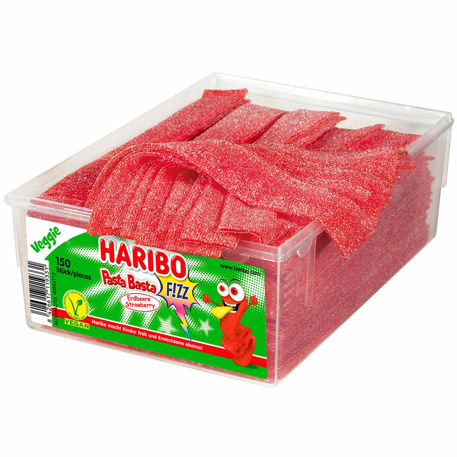 Haribo Pasta Basta Erdbeere FIZZ vegan 150er - Candyshop.ch