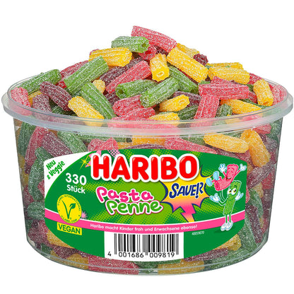 Haribo Pasta Penne sauer vegan 330er Saures Fruchtgummi. Für Veganer geeignet.