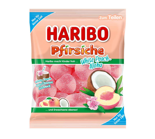 Haribo Pfirsiche White Peach-Aloha 175g Fruchtgummi mit Pfirsich-Ananas-Kokos-Geschmack