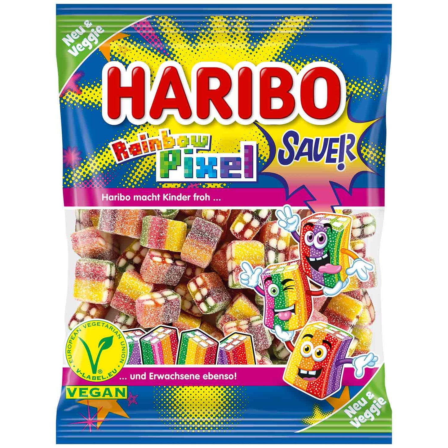 Haribo Rainbow Pixel sauer vegan 160g - Candyshop.ch