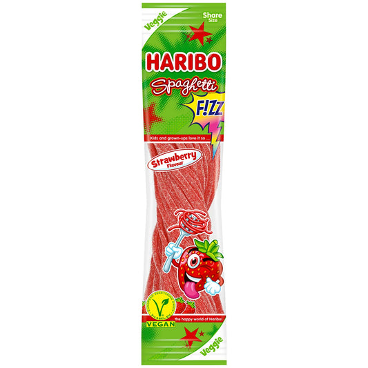 Haribo Spaghetti Strawberry FIZZ vegan 200g - Candyshop.ch